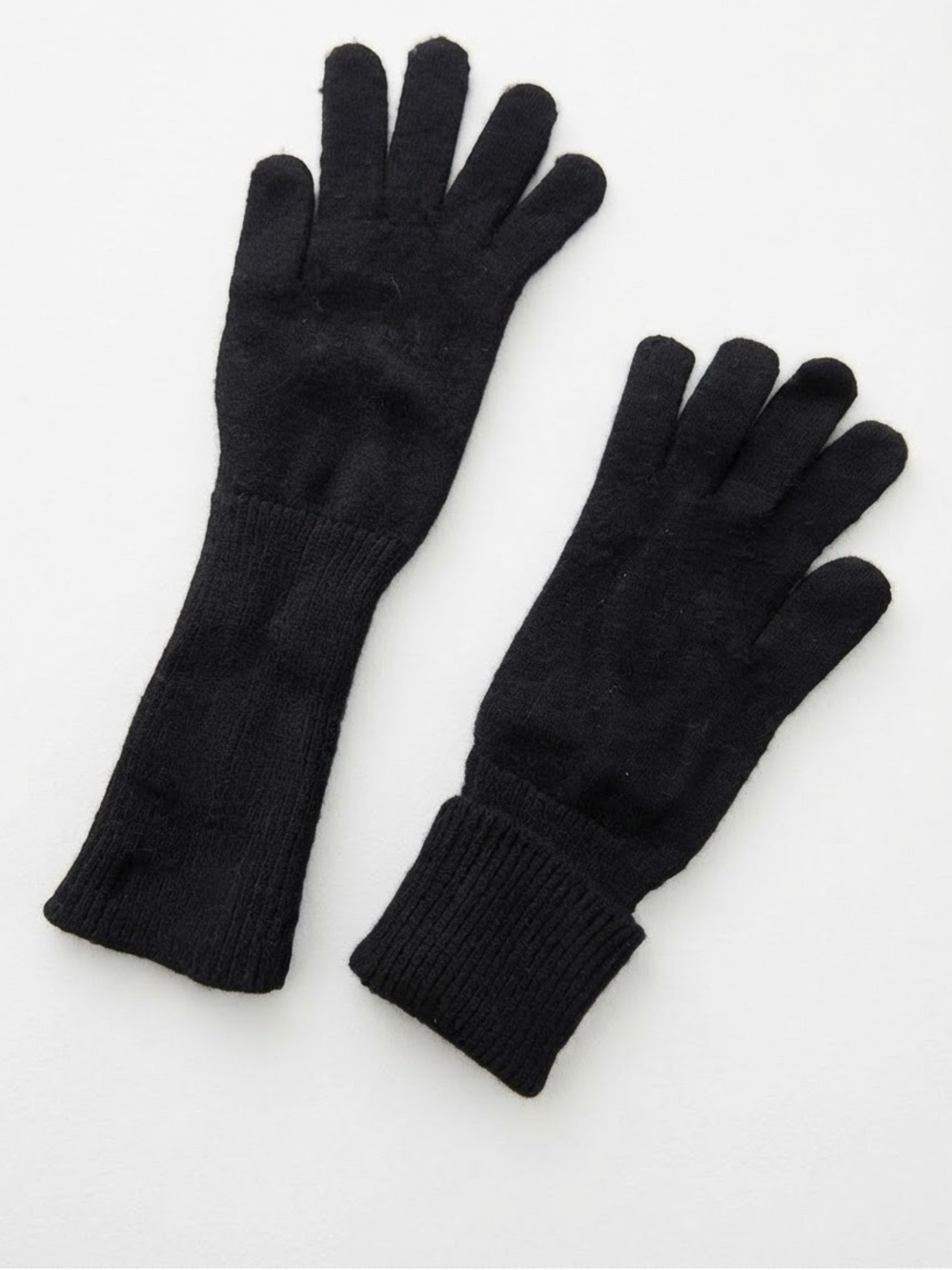 Zara Women’s Black Long Cuff Knit Gloves Medium